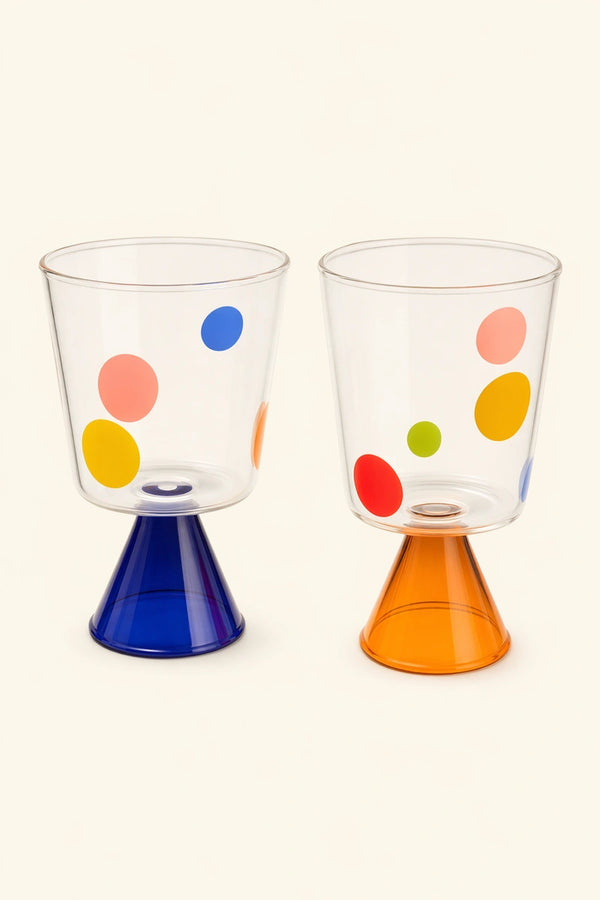 Colorful Polka-Dot Glass Goblet