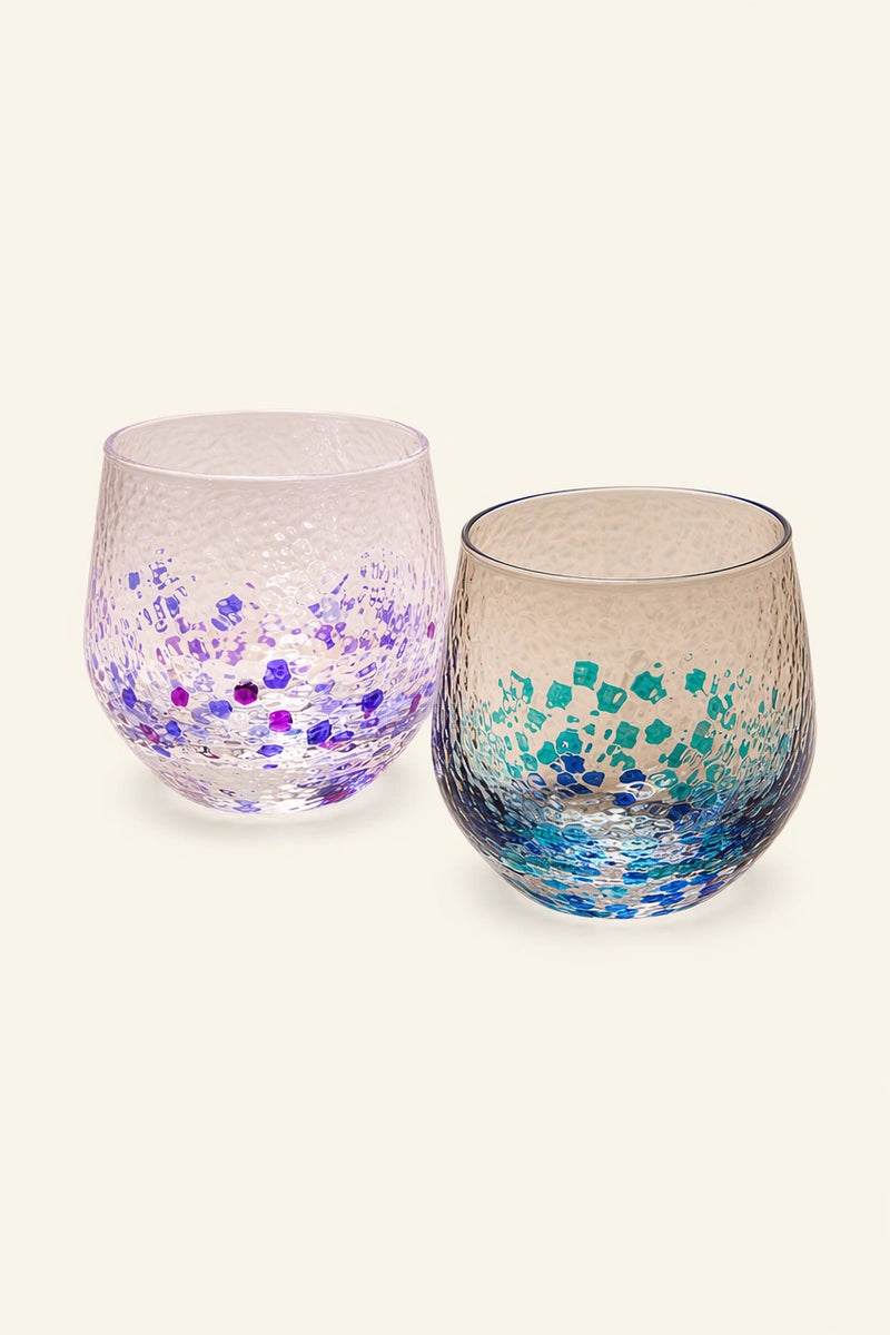 Colorful Polka-Dot Hammered Glass Cup