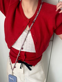 Berry & Silver Dot Twist Phone Strap