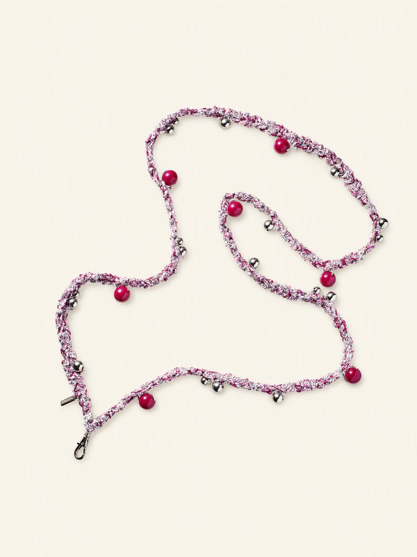 Berry & Silver Dot Twist Phone Strap