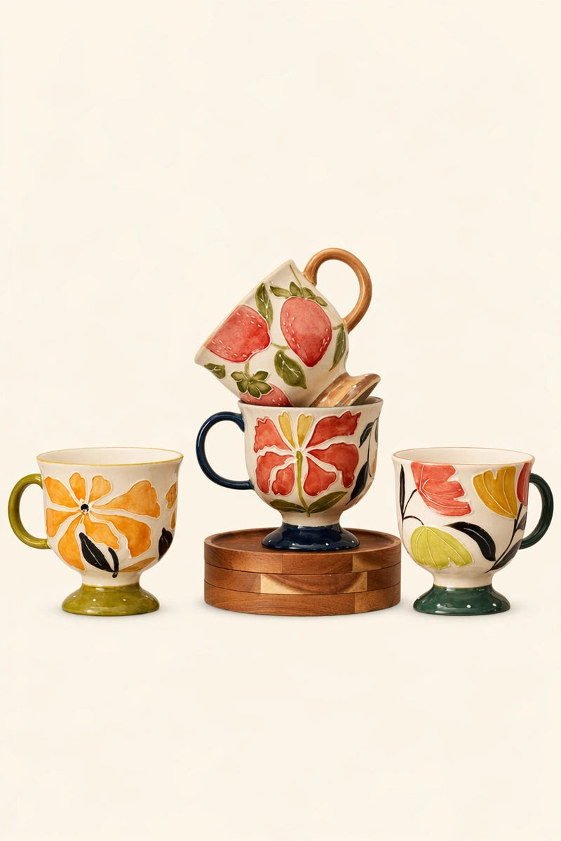 Floral Wildness Embossed Ceramic Cup