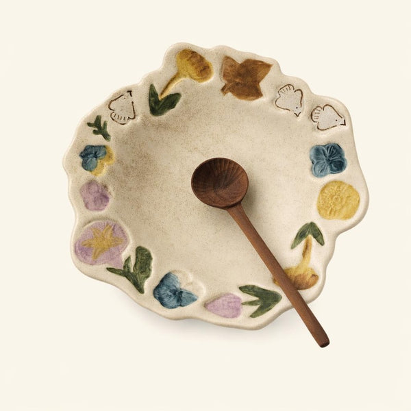 Flowers & Birds Coarse Pottery Hand-pinched Plate