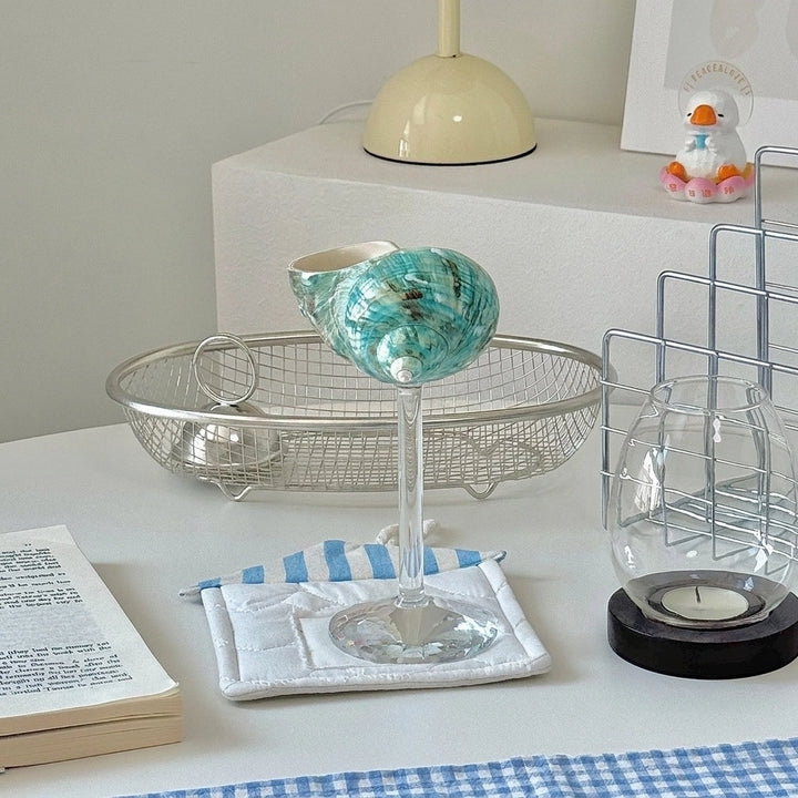 Silver & Green Conch Wine Glass