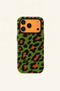 Green Leopard Print Corduroy Phone Case