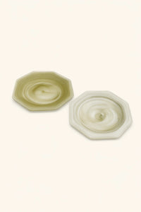 Green Octagonal Matte Glass Plate