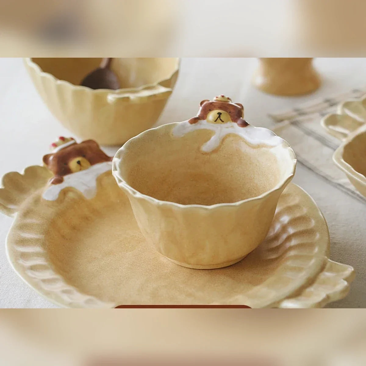 Crown Bear Golden Ceramic Bowls