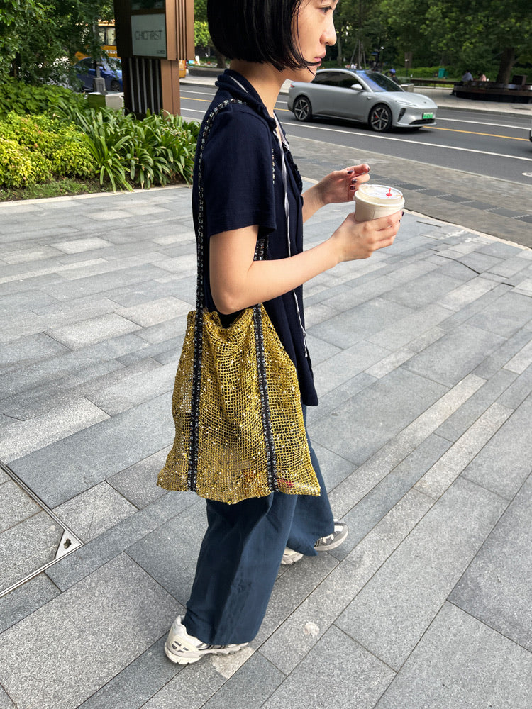 Sorbet Waffle Mesh Drawstring Tote Bag - TRLab Shop