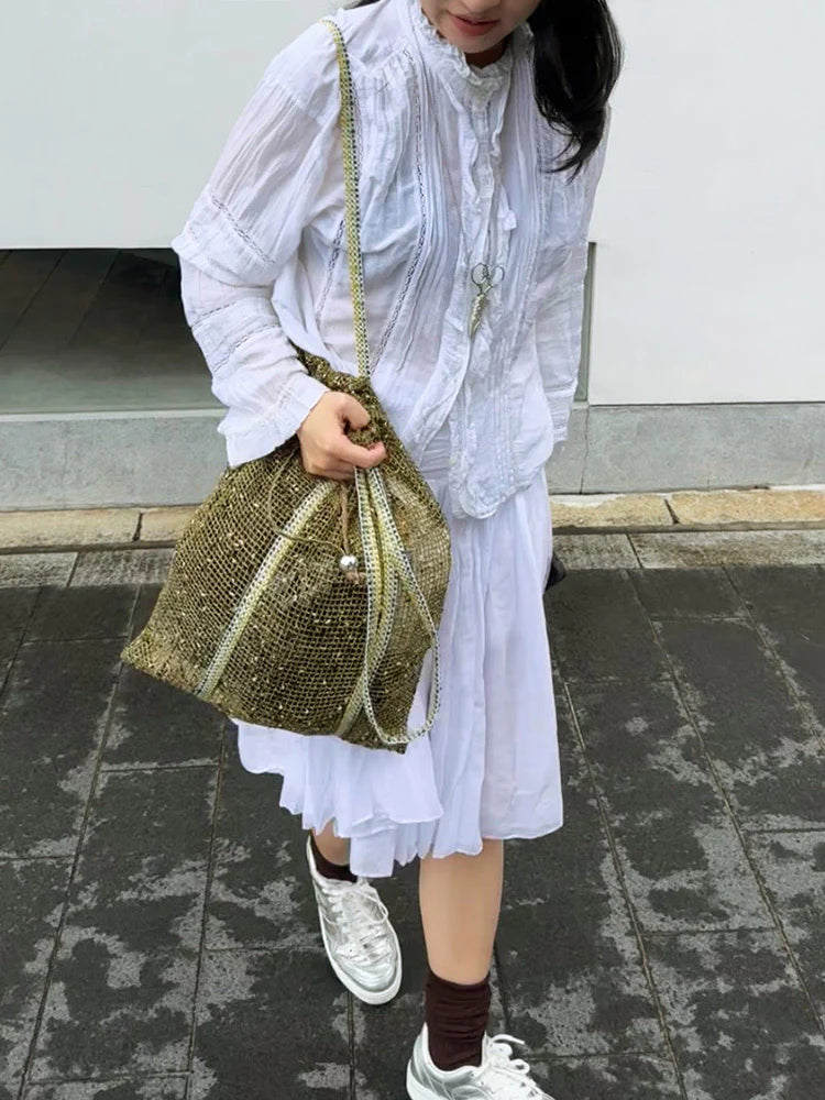 Sorbet Waffle Mesh Drawstring Tote Bag - TRLab Shop