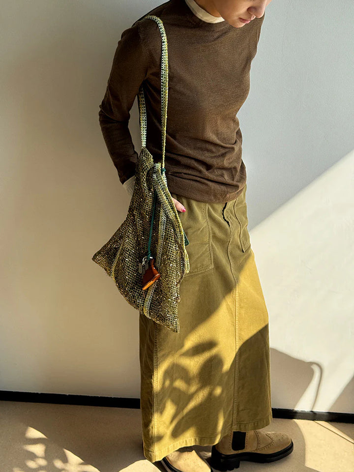 Sorbet Waffle Mesh Drawstring Tote Bag