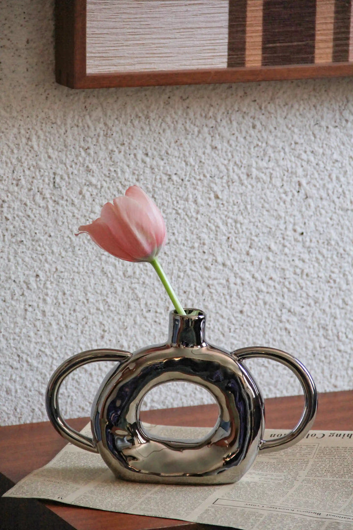 Ceramic Donut Twin-Handled Vase