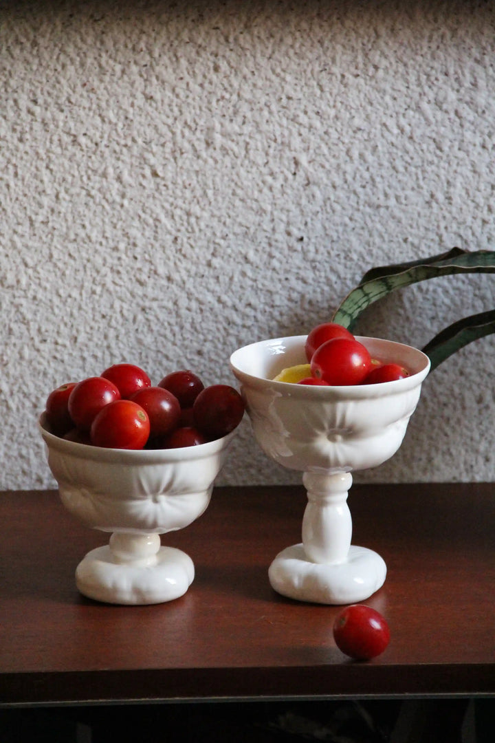 Ceramic Goblet and Footed Pillow Bowl