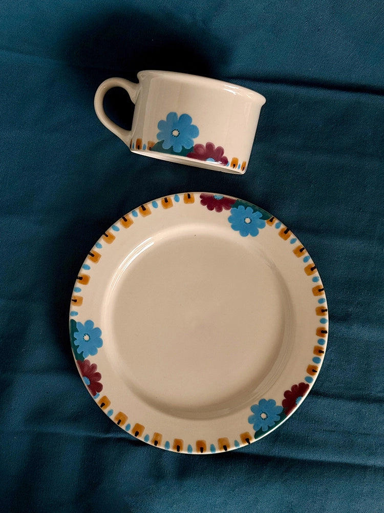 Hand-Painted Floral Mug & Plate Set - TRLab Shop