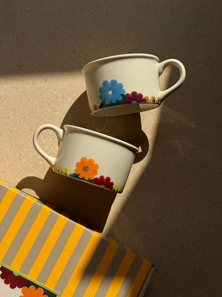 Hand-Painted Floral Mug & Plate Set - TRLab Shop