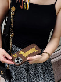 Chocolate Puppy Cross-Stitch Phone Case