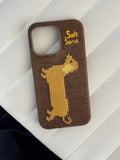 Chocolate Puppy Cross-Stitch Phone Case - TRLab Shop