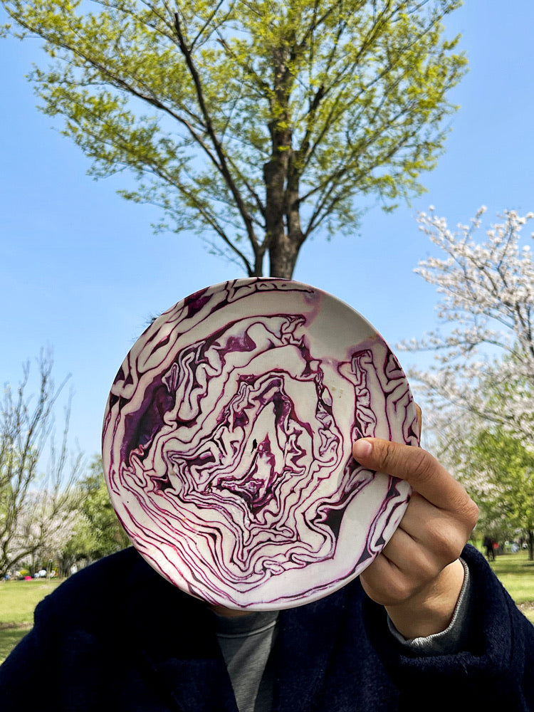 Red Cabbage & Pumpkin Stripe Plate - TRLab Shop