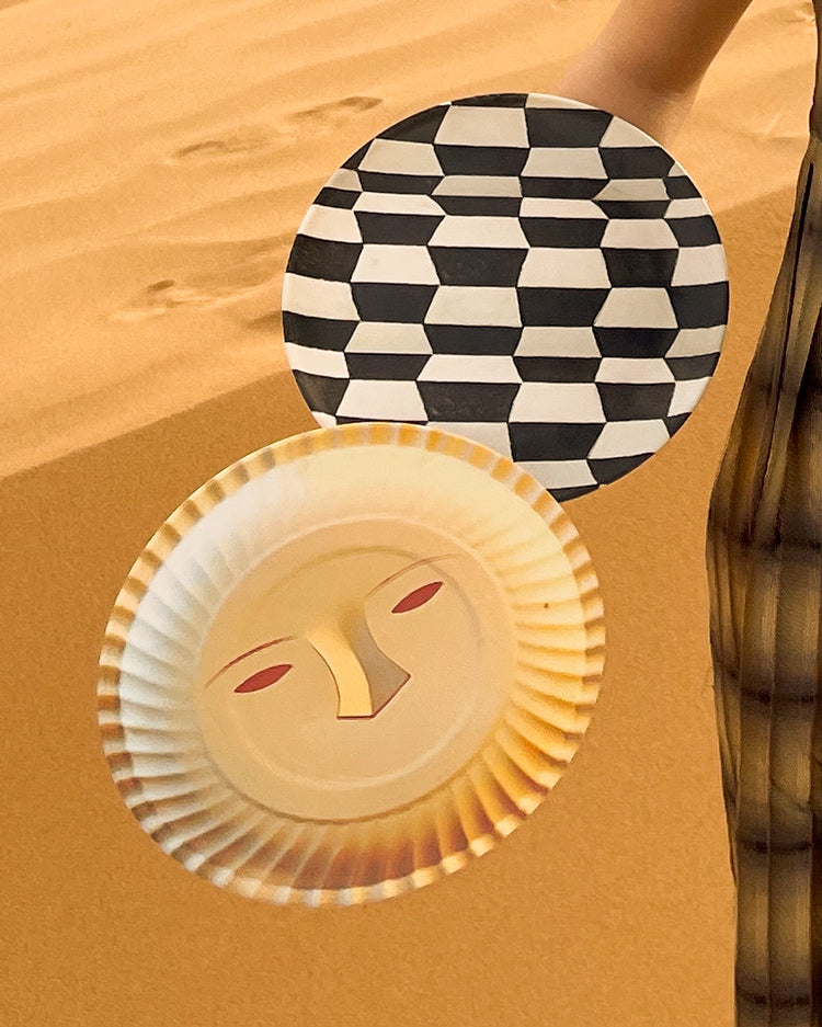 Face & Checkerboard Bamboo Fiber Plate - TRLab Shop