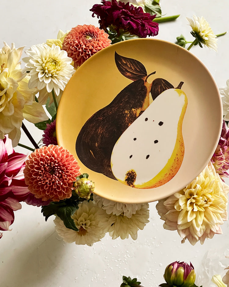Double Pear & Egg Bamboo Fiber Plate