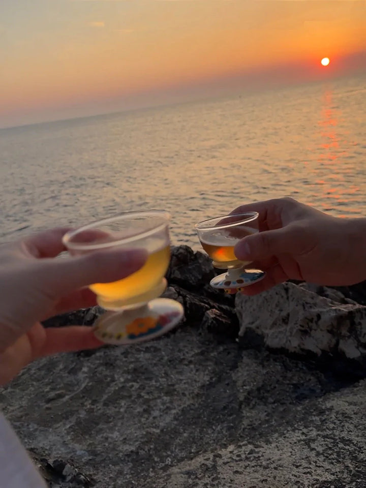 Hand-Painted Floral Sake Cup