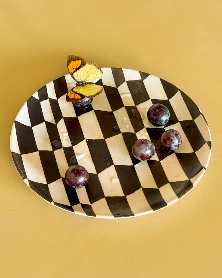 Face & Checkerboard Bamboo Fiber Plate - TRLab Shop