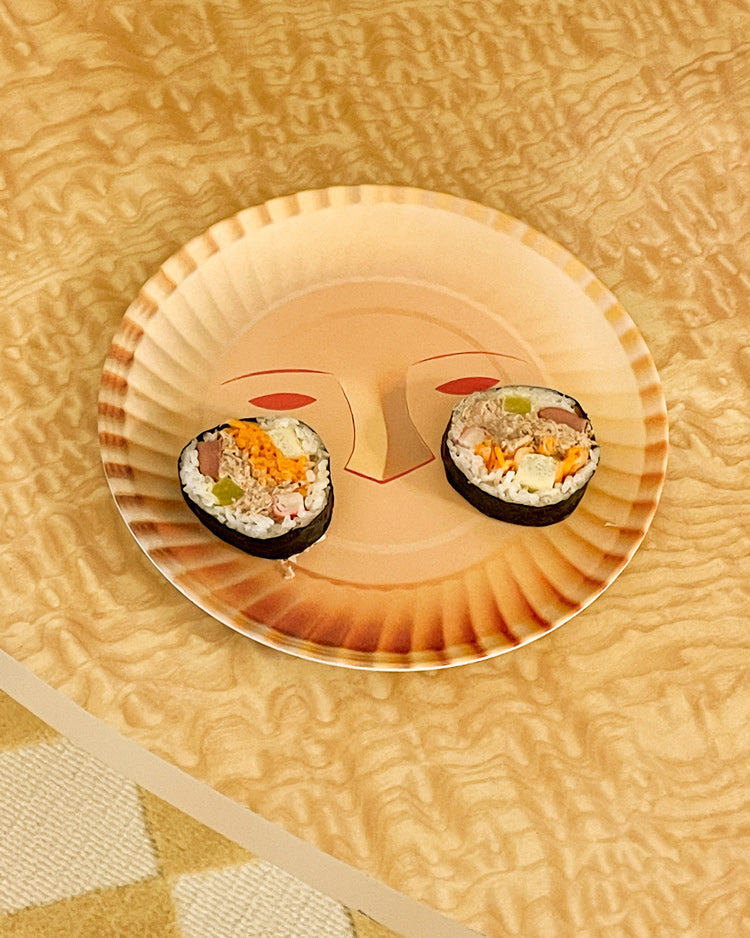 Face & Checkerboard Bamboo Fiber Plate