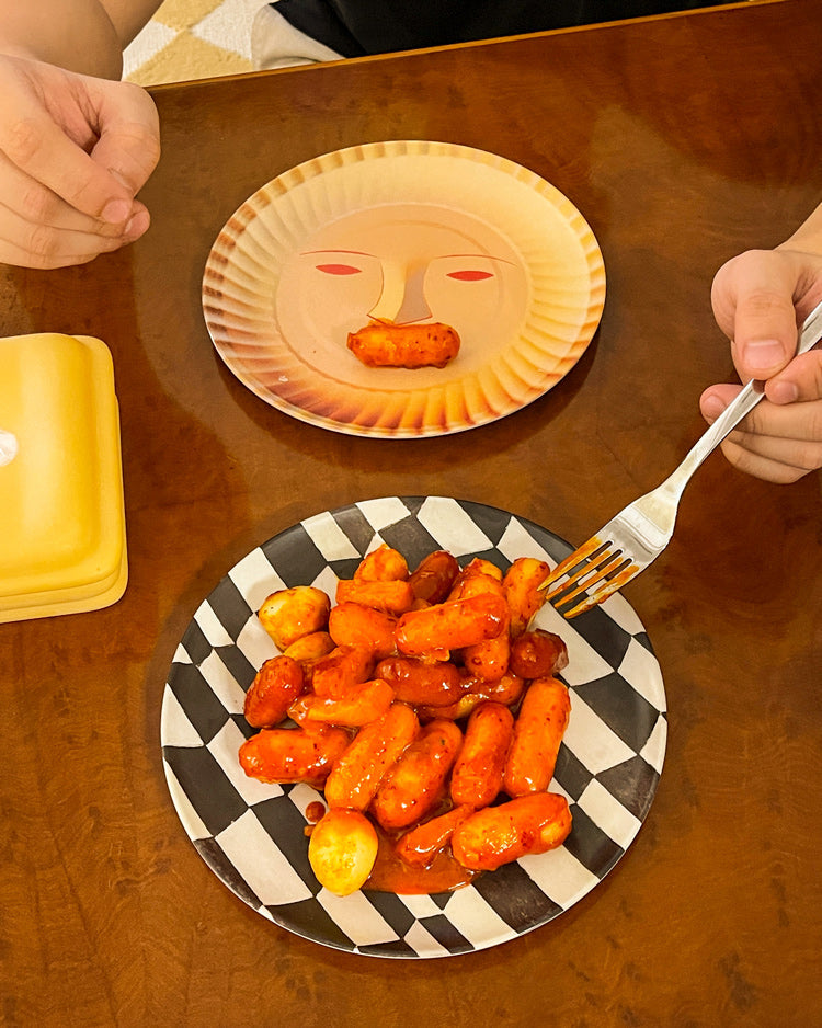 Face & Checkerboard Bamboo Fiber Plate - TRLab Shop