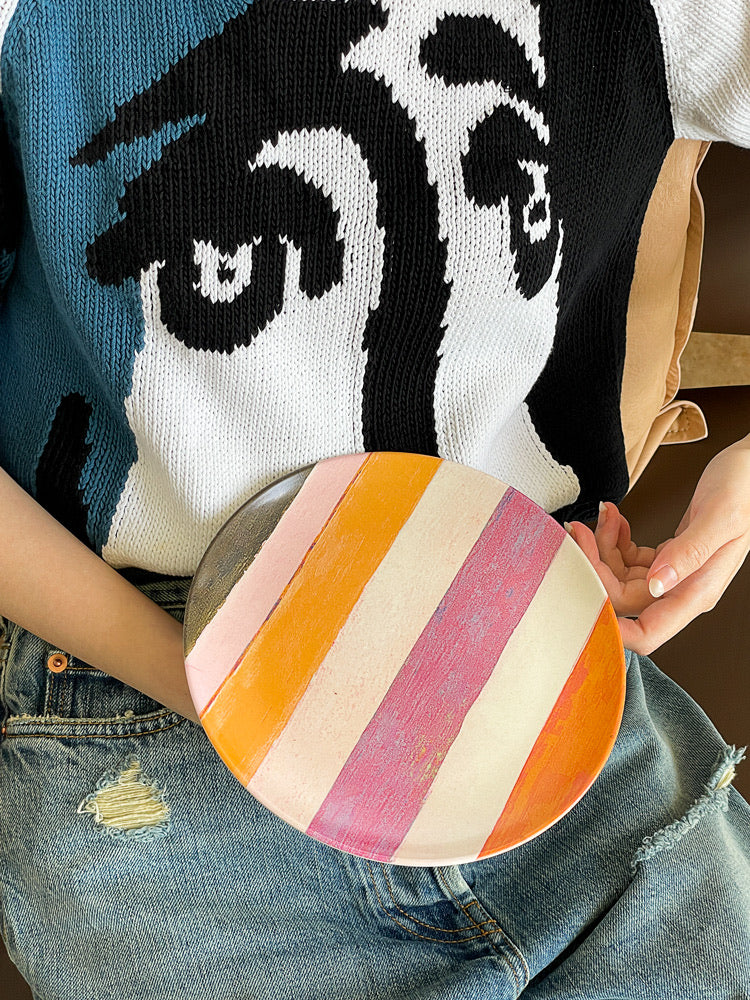 Red Cabbage & Pumpkin Stripe Plate - TRLab Shop