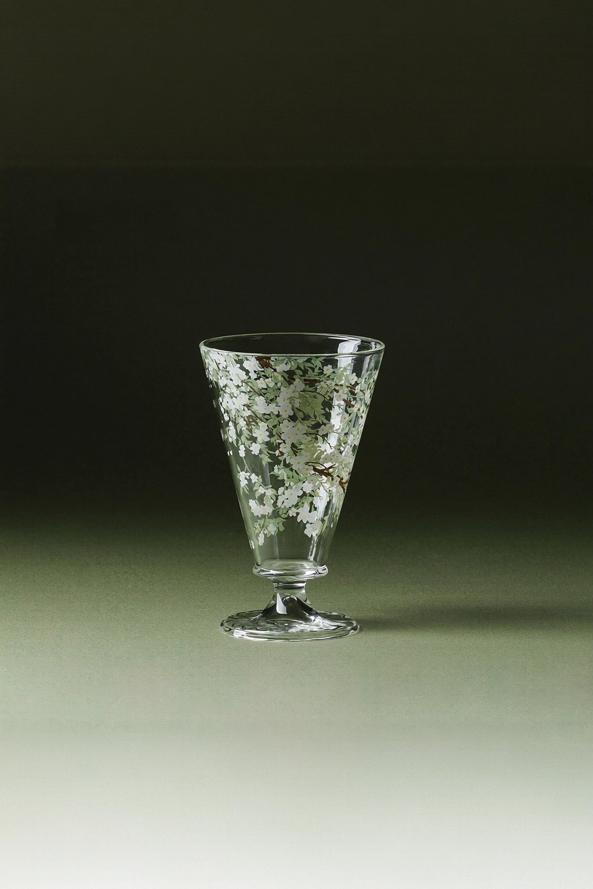 Pear-Blossom glass goblet by TRLab Shop, featuring a delicate pear blossom design and clear elegant glass for fine dining.