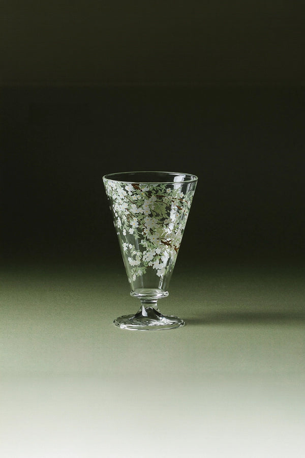 Pear-Blossom glass goblet by TRLab Shop, featuring a delicate pear blossom design and clear elegant glass for fine dining.