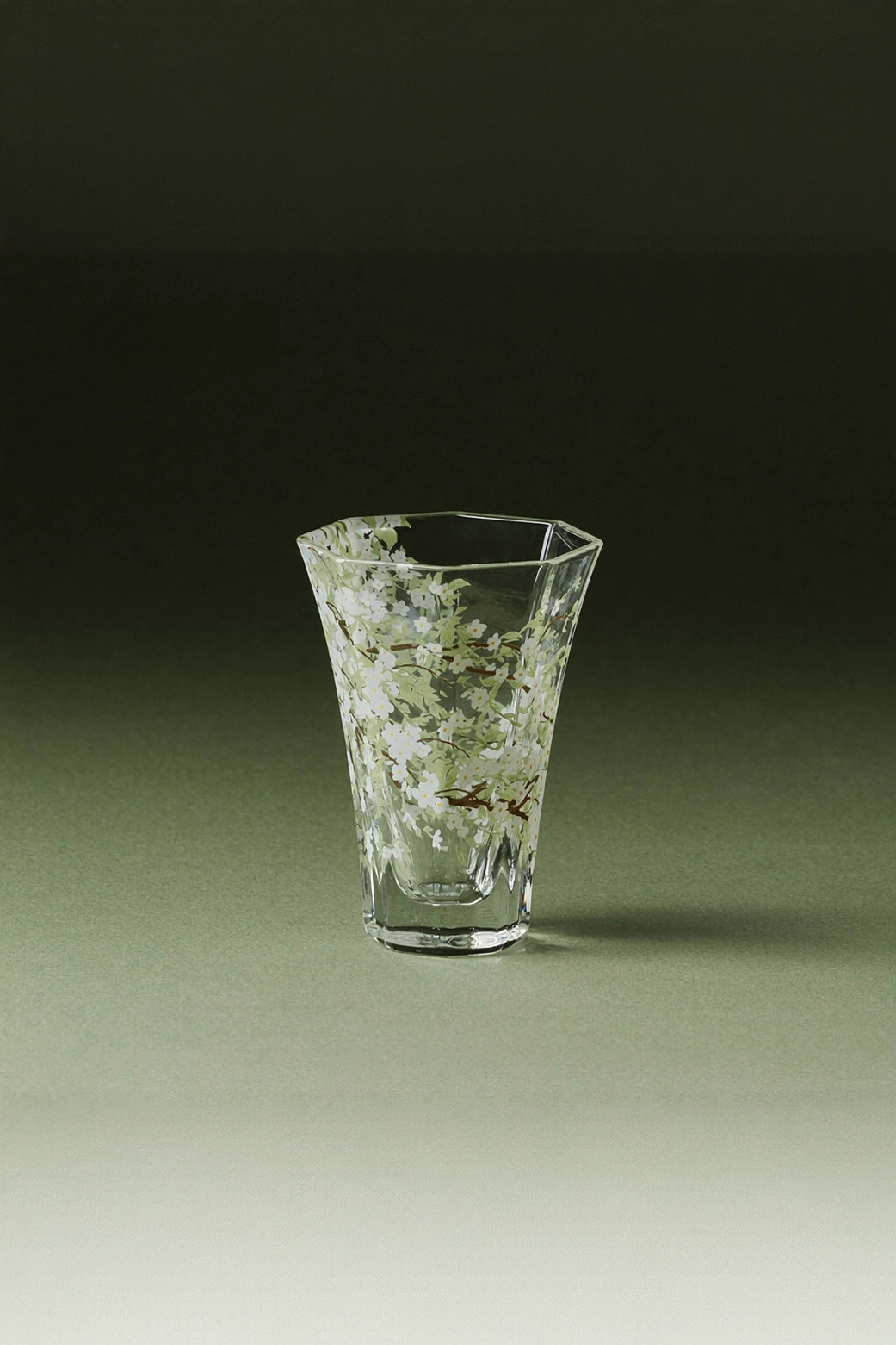 Pear-Blossom Hexagonal Glass Tumbler