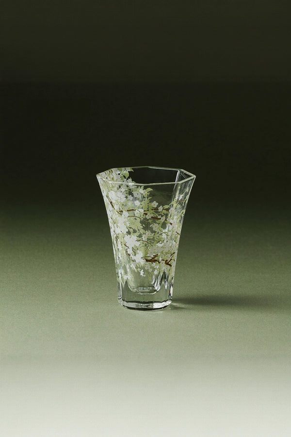 Pear-Blossom Hexagonal Glass Tumbler