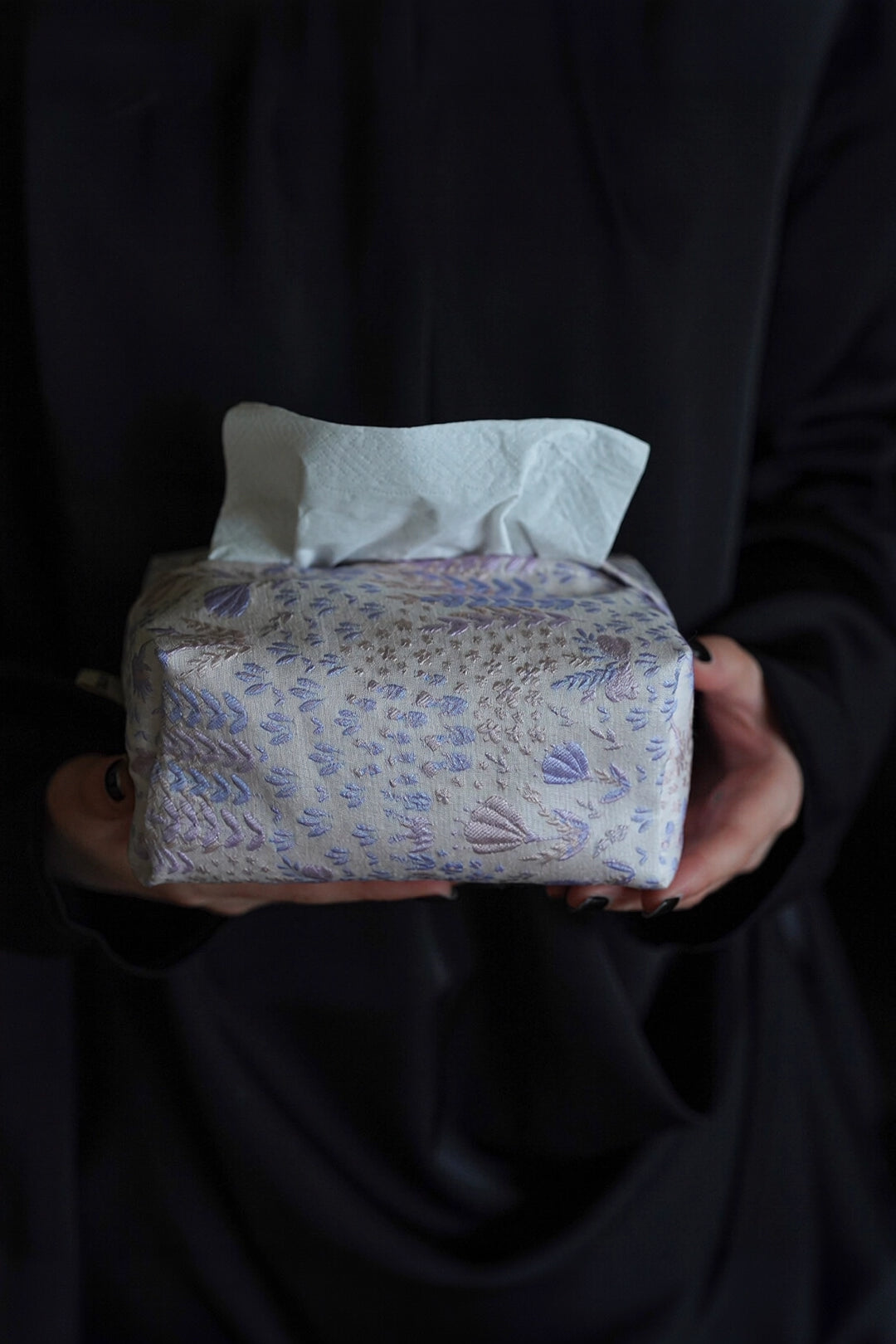 Purple-pink oil painting style tissue pack with artistic design, featuring soft tissue boxes in a decorative, colorful pattern.