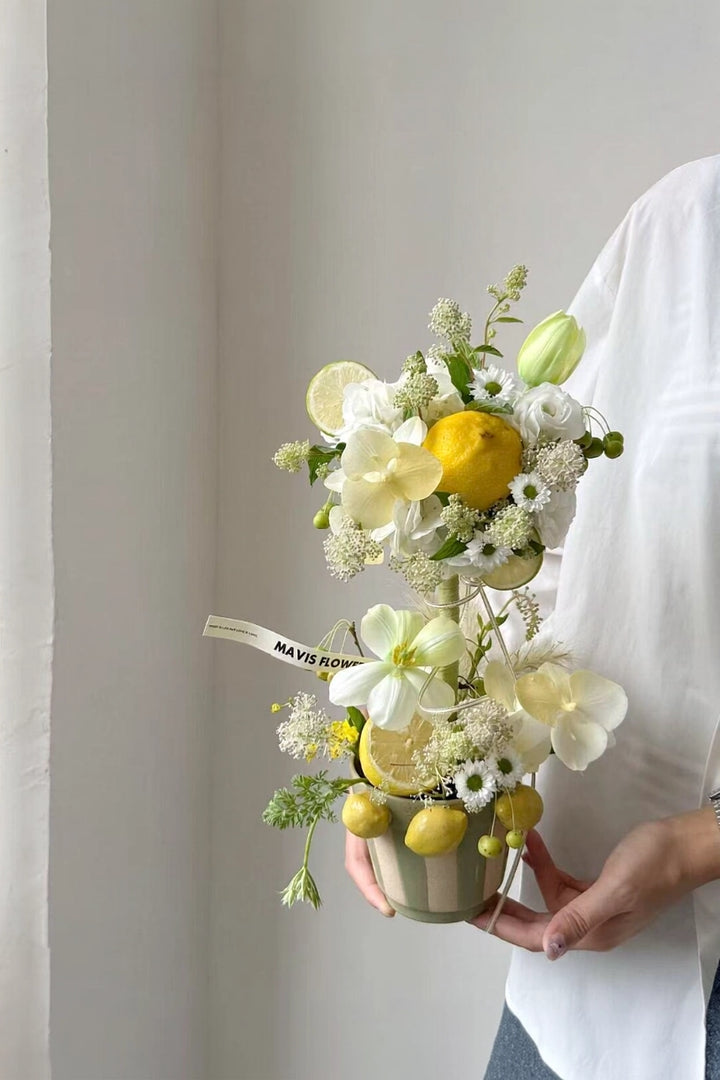 Three-Lemon Ceramic Flower Pot