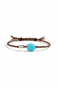 Turquoise Single-Bead Hand-Woven Bracelet