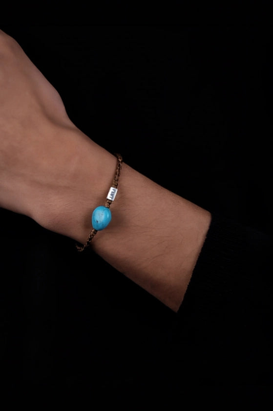 Turquoise Single-Bead Hand-Woven Bracelet
