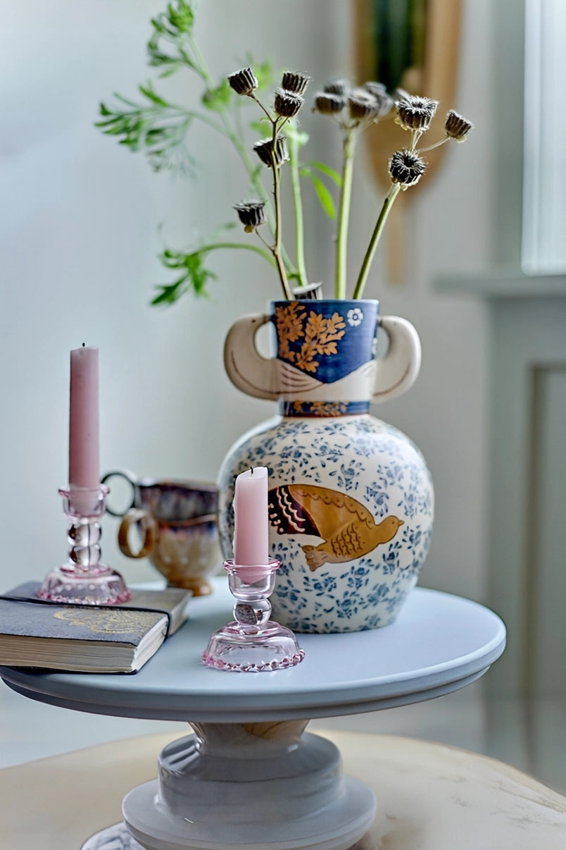 Twin-Handled Dove Ceramic Vase
