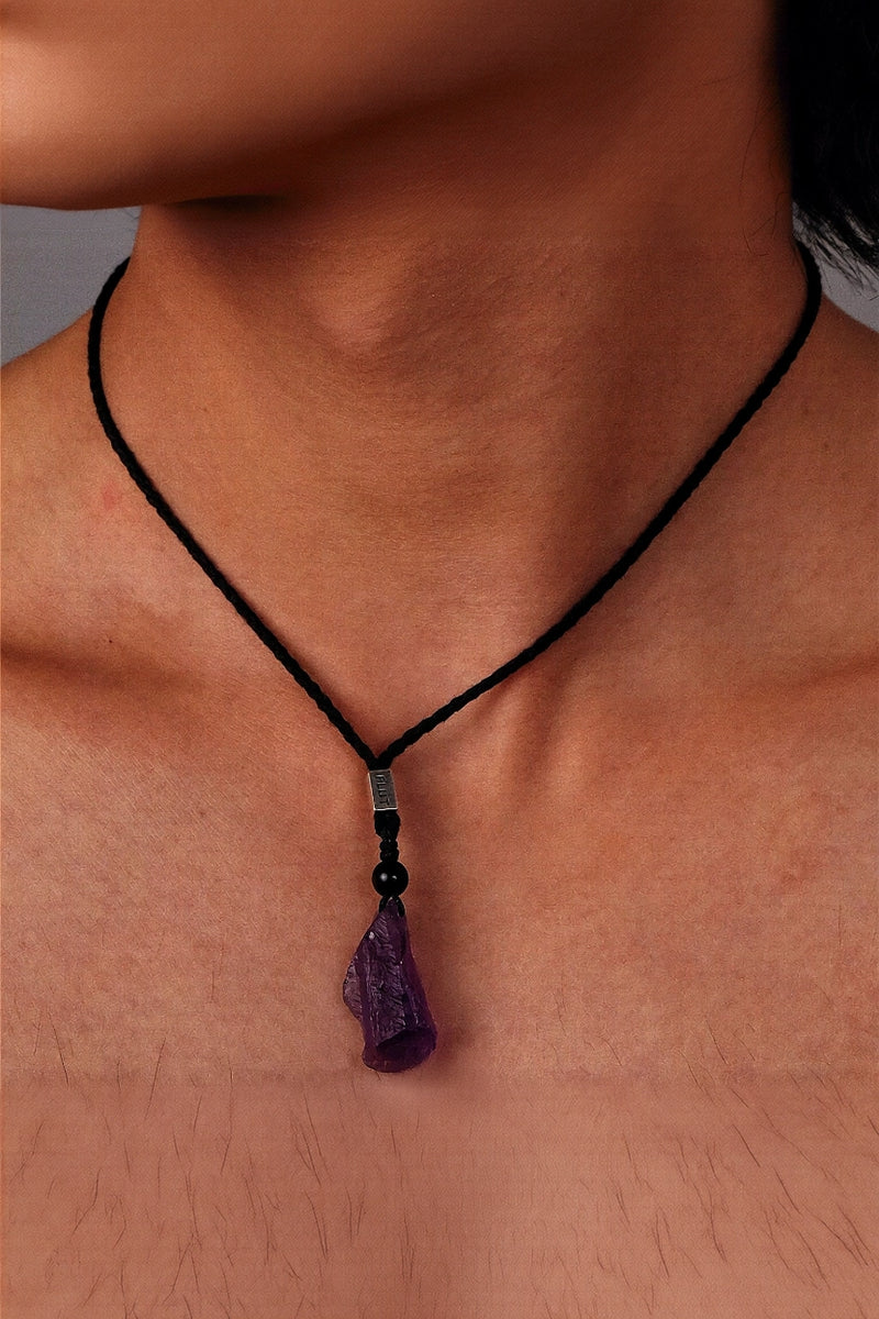 Brazilian Amethyst necklace featuring polished purple amethyst stones on a delicate silver chain, elegant jewelry for special occasions.