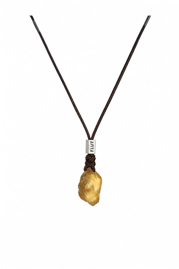 Brazilian Citrine Leather Cord Necklace