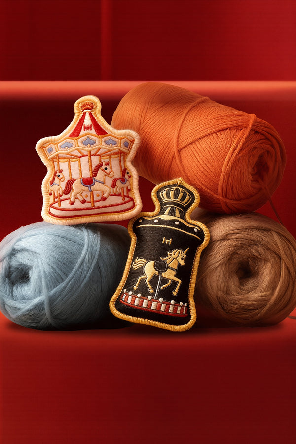 TRLab Shop Carousel Sachet Bag Charm featuring a colorful, intricate carousel design attached to a keyring.
