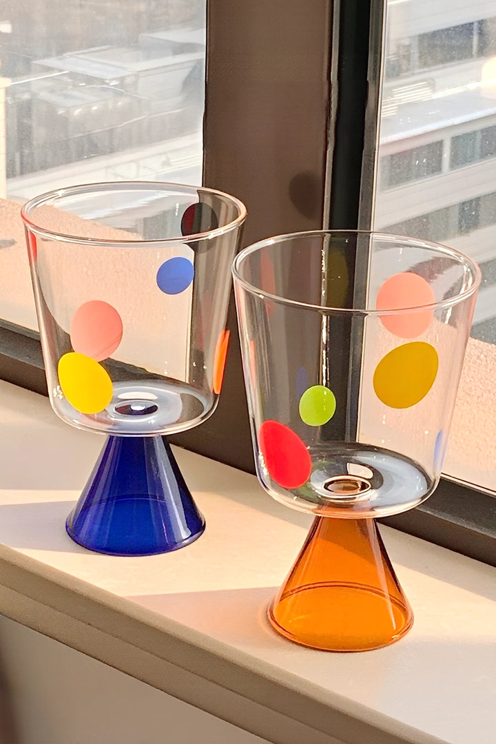 Colorful Polka-Dot Glass Goblet