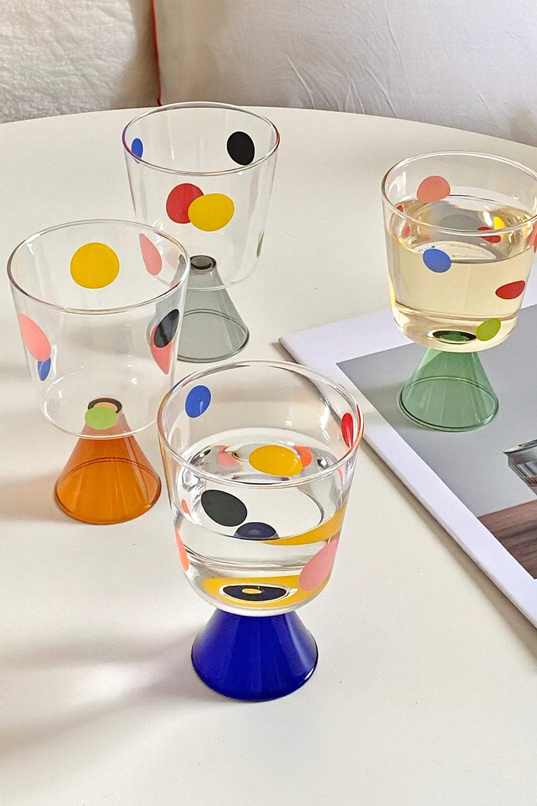 Colorful Polka-Dot Glass Goblet
