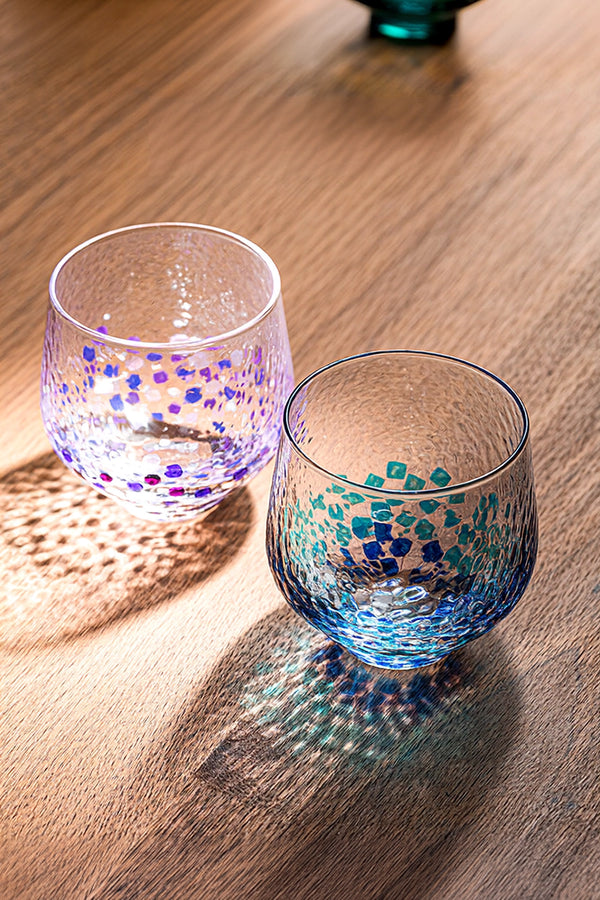 Colorful Polka-Dot Hammered Glass Cup
