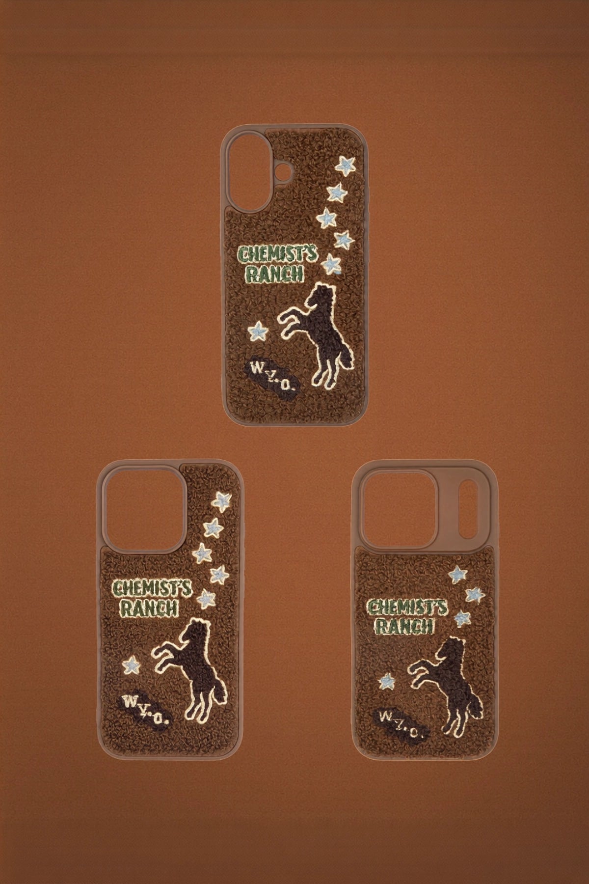 Embroidered ranch stables phone case by TRLab Shop with detailed embroidery design on durable material.