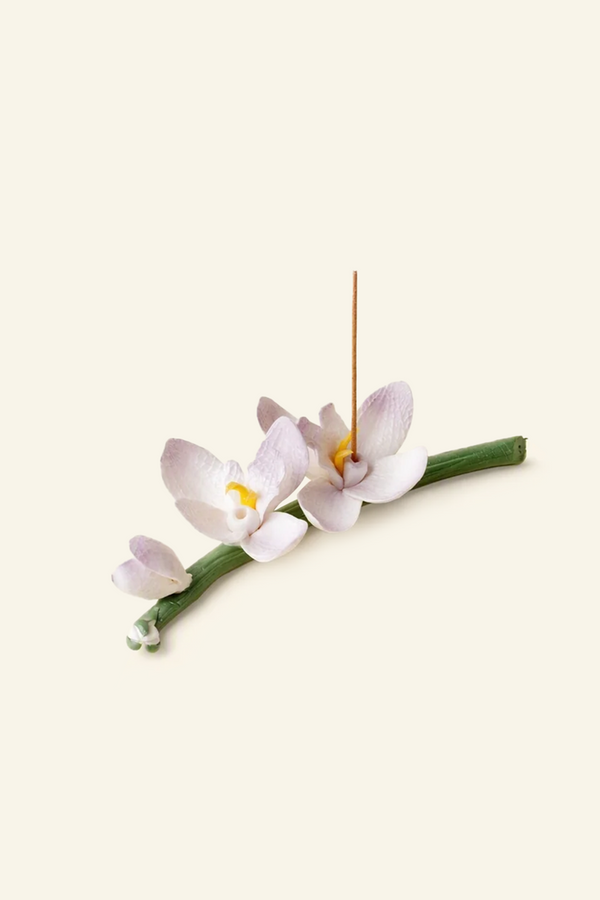 Magnolia Spray Ceramic Incense Holder