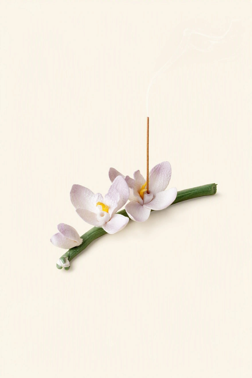 Handcrafted Magnolia Incense Holder by TRLab Shop, elegant ceramic scent accessory with floral magnolia design for incense sticks.