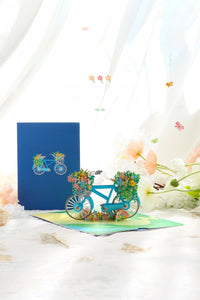 Bicycle in Full Bloom 3D Pop Up Paper Art Greeting Card