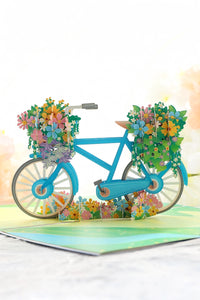 Bicycle in Full Bloom 3D Pop Up Paper Art Greeting Card