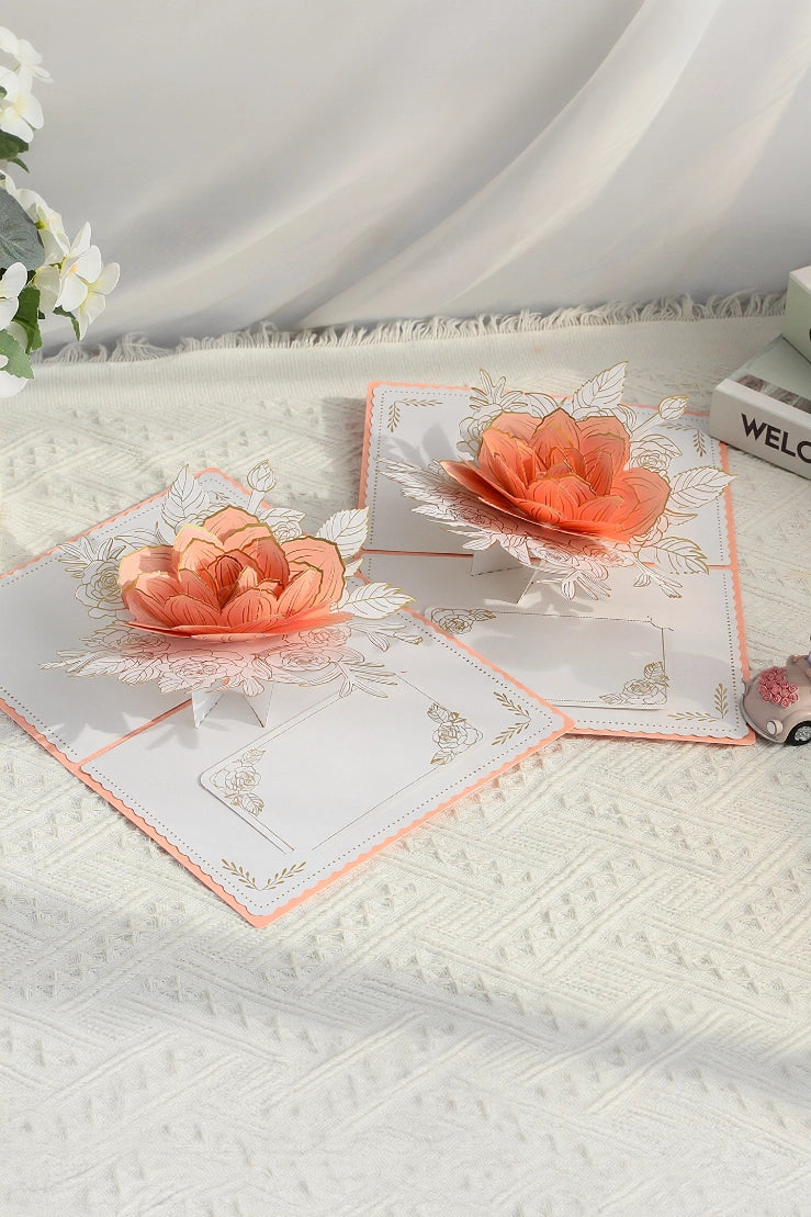 TRLab Shop Rose 3D Pop Up Paper Art Greeting Card featuring intricate layered paper roses and detailed craftsmanship.