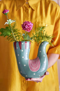 U-Shaped Dove Ceramic Vase