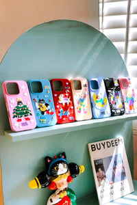 Cute fairy tale embroidered phone case by TRLab Shop featuring colorful fairy tale characters and intricate thread details.